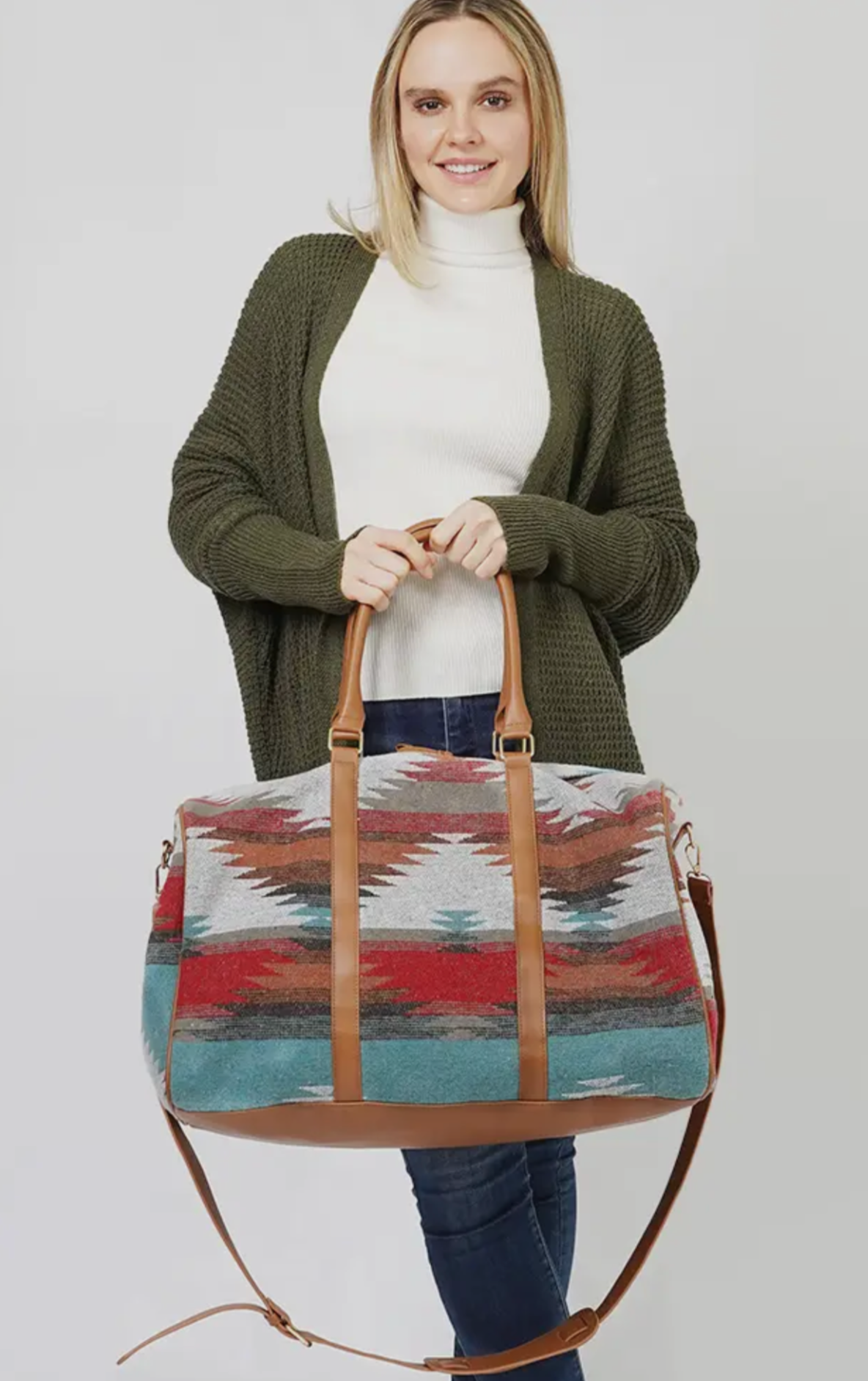 Aztec Pattern Cross Body Duffle Bag