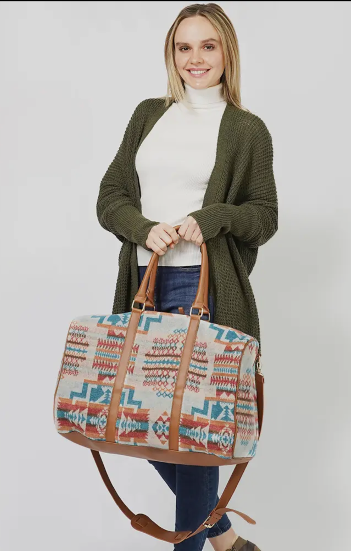 Aztec Pattern Cross Body Duffle Bag