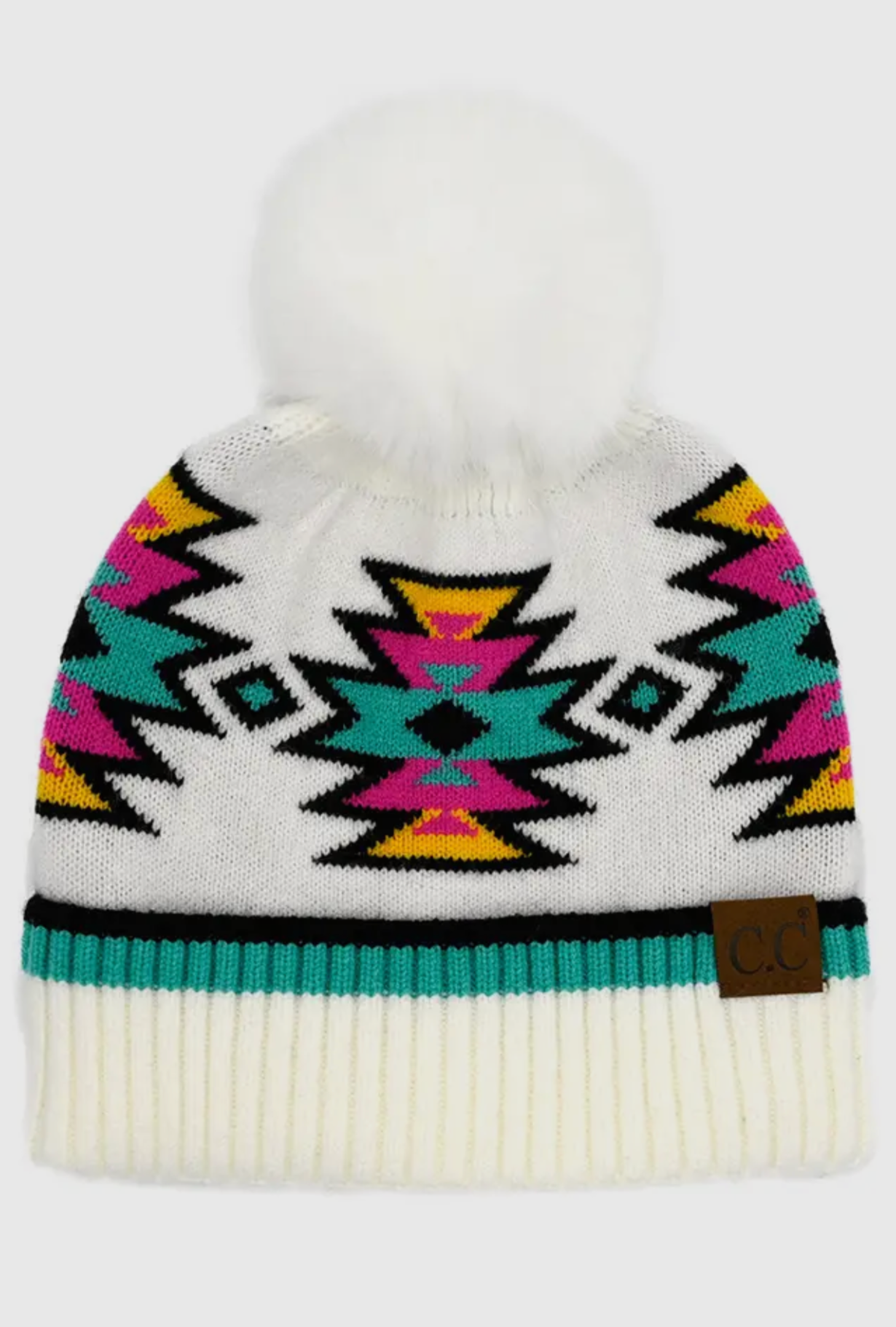 C.C. Southwest Pattern Pom Beanie
