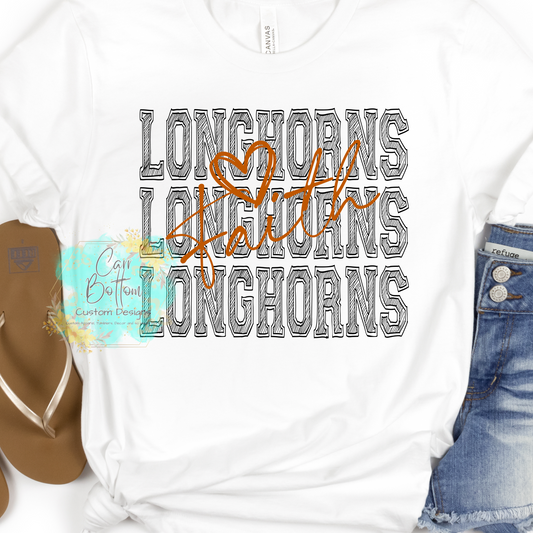 Faith Longhorns Scribble Black